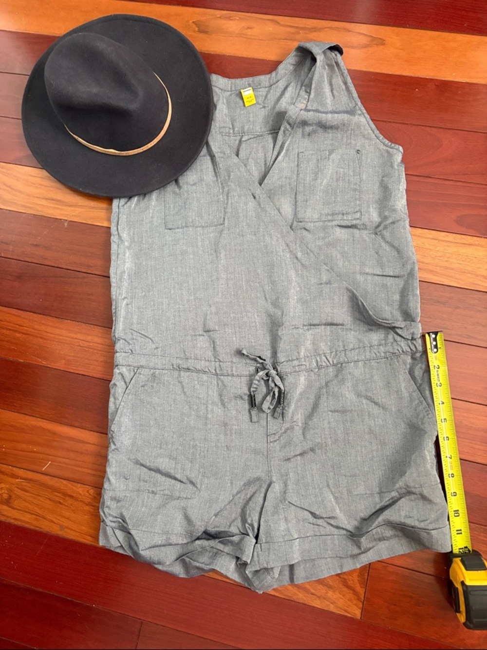 Lole Gray Sleeveless Romper with Drawstring Waist